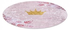 Detský koberec JUNIOR 51549.802 koruna, kruh - ružový