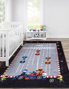 Detský koberec JUNIOR 52108.801 pretekár / Formula 1, sivý