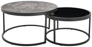 SADA KONFERENČNÝCH STOLÍKOV, sivá, čierna, kov, sklo, kompozitné drevo, 65-80/65-80/38-40 cm MID.YOU - Stolíky do obývačky, Online Only