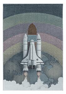 Detský koberec Funny vesmírna raketa, viacfarebný