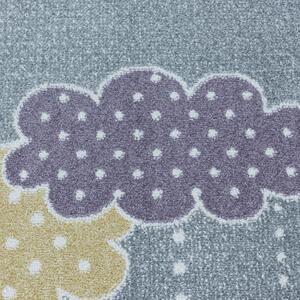 Detský koberec Lucky farebné obláčiky kruh - sivý