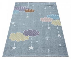 Detský koberec Lucky viacfarebné obláčiky - sivý
