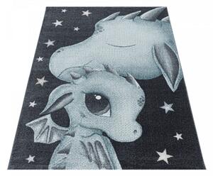 Detský koberec Funny dráčiky modrý / sivý