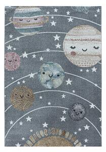 Detský koberec Funny planéty sivý