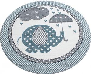 Detský koberec Kids sloník modrý, kruh