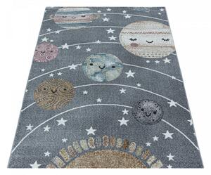 Detský koberec Funny planéty sivý