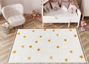 Detský koberec YOYO GD75 biely / oranžový - hviezdičky