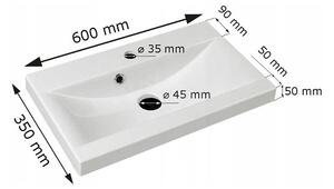 Kúpeľňová zostava s umývadlom WINNA - dub wotan / lesklá biela + sifón ZDARMA