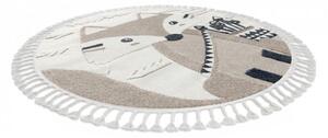 Detský koberec YOYO EY80 kruh biely / béžový, líška