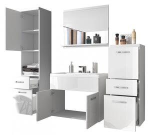 Kúpeľňová zostava s umývadlom WINNA - dub sonoma / lesklá biela + batéria Platino ZDARMA