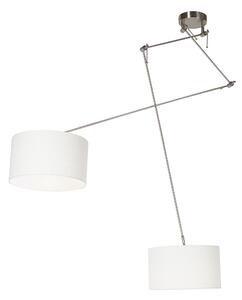 Inteligentné závesné svietidlo oceľ s tienidlom 35 cm biele vrátane 2 WiFi A60 - Blitz