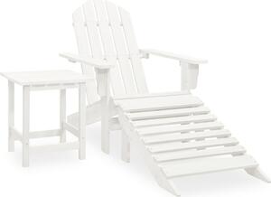 Maison Exclusive – Záhradná stolička Adirondack s podnožkou a stolíkom z jedľového dreva, biela