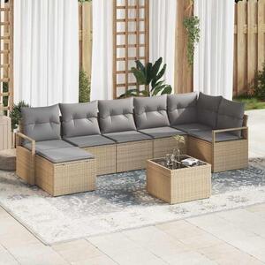 Maison Exclusive – Sedacia súprava, 8 kusov, béžová [syntetický materiál]: Polyratan