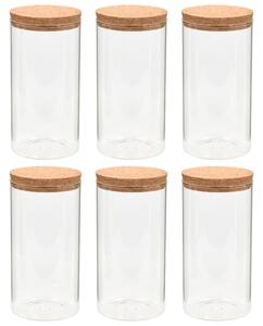 Skladovacie sklenené poháre s korkovými viečkami 6 ks 1400 ml