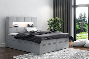 Čalúnená posteľ s úložným priestorom a zásuvkami 180x200 CHARLIE - sivá