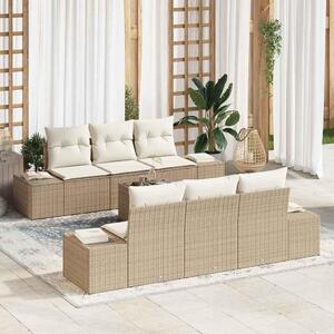 Maison Exclusive – Sedacia súprava, 7 kusov, béžová [syntetický materiál]: Polyratan