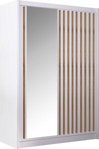 Kondela Šatníková skriňa s posuvnými dverami Ladder 150 - biela / dub craft