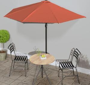 Maison Exclusive – Balkónový slnečník s hliníkovou tyčou, terakotová farba, 300 × 155 × 223 cm, polkruhový