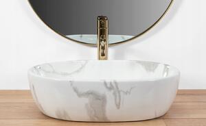 Keramické umývadlo Rea AMELIA MARMO SHINY - biele lesklé - imitácia mramoru