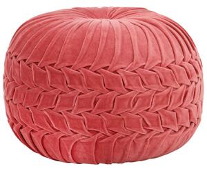 Taburetka ružová 40x30 cm bavlnený zamat nariasený dizajn