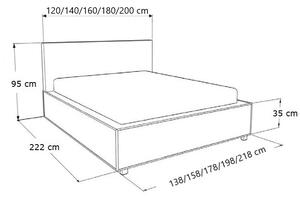 Čalúnená posteľ s úložným priestorom a osvetlením 160x200 LEXI - sivá ekokoža