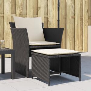 Maison Exclusive - Záhradná stolička s podnožkou Čierna Poly Rattan