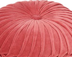 Taburetka ružová 40x30 cm bavlnený zamat nariasený dizajn