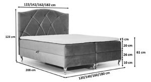 Kontinentálna posteľ 120x200 BENITA - modrá + topper ZDARMA