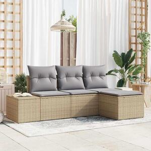 Maison Exclusive – Sedacia súprava, 4 kusy, béžová [syntetický materiál]: Polyratan