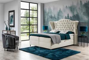 Luxusná boxspringová posteľ 160x200 RIANA - krémová + topper ZDARMA