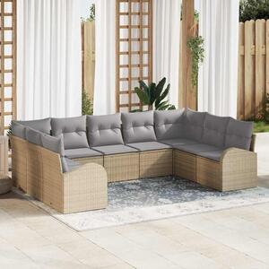 Maison Exclusive – Sedacia súprava, 9 kusov, béžová [syntetický materiál]: Polyratan