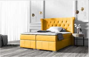 Elegantná čalúnená posteľ 160x200 MAXIMO - žltá + topper ZDARMA