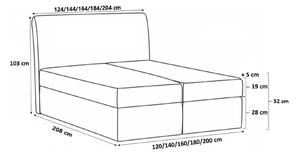 Elegantná kontinentálna posteľ 120x200 CARMEN - modrá + topper ZDARMA