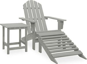 Maison Exclusive – Záhradná stolička Adirondack s podnožkou a stolíkom, smrekové drevo, sivá