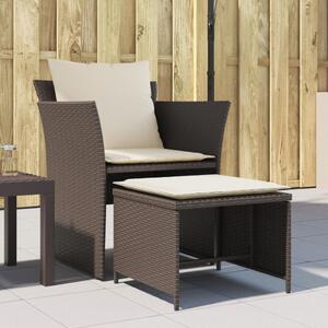 Maison Exclusive - Záhradná stolička s podnožkou hnedá Poly Rattan