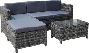 Melko záhradný nábytok 5-dielny lounge sivý otoman polyratanový jedálenský set