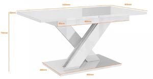 Rozkladací jedálenský stôl PEPAX - biely lesk / čierny lesk