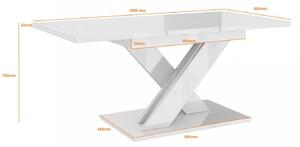 Rozkladací jedálenský stôl PEPAX - biely / kameň