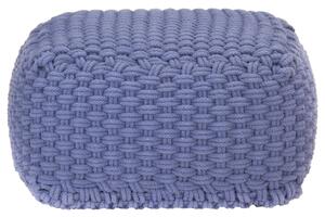 Ručne pletená taburetka modrá 50x50x30 cm bavlnená
