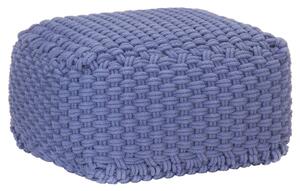 Ručne pletená taburetka modrá 50x50x30 cm bavlnená