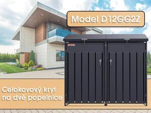 Prístrešok na odpadkové koše D12GG2Z, pre 2 koše s dvoma zámkami proti vetru a krádeži, antracit