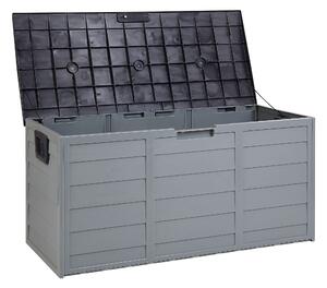Záhradný úložný box sivý plast 112 x 50 cm s držadlami na kolieskach na vonkajšie náradie exteriér