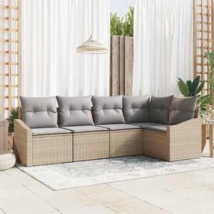 Maison Exclusive – Sedacia súprava, 5 kusov, béžová [syntetický materiál]: Polyratan