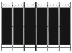 Paraván so 6 panelmi, čierny 240x180 cm