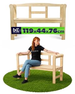 KADAX drevená parková lavička s operadlom 119 cm terasa záhrada