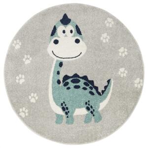 Detský koberec EMILY KIDS 5860C Dinosaurus, tyrkysový / svetlosivý