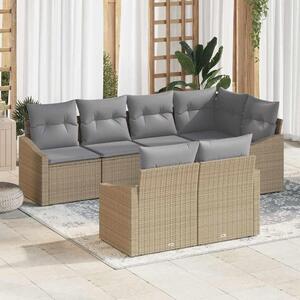 Maison Exclusive – Sedacia súprava, 7 kusov, béžová [syntetický materiál]: Polyratan