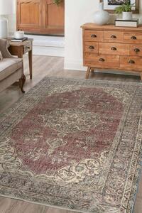 Ručne tkaný vlnený koberec Vintage 10169 rám / ornament, modrý / červený