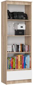 Ak furniture Kancelársky regál Rexa 60 cm 1 zásuvka a 4 police dub sonoma/biely