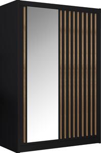 Kondela Šatníková skriňa s posuvnými dverami Ladder 150 - čierna / dub craft